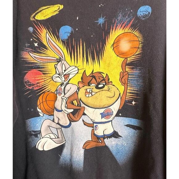 Vtg 90’s SpaceJam Warner Brothers Sweatshirt Men Unisex Women Size L Black‎ - Picture 5 of 16